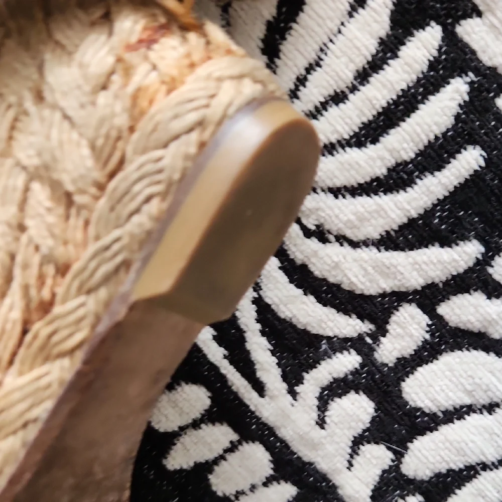 Stuart Weitzman Taupe Woven Espadrille Wedge Sandals - Picture 4 of 5
